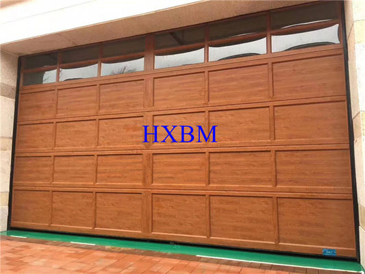 Aluminum Panel Garage Doors With Electric Motor And Wood Color